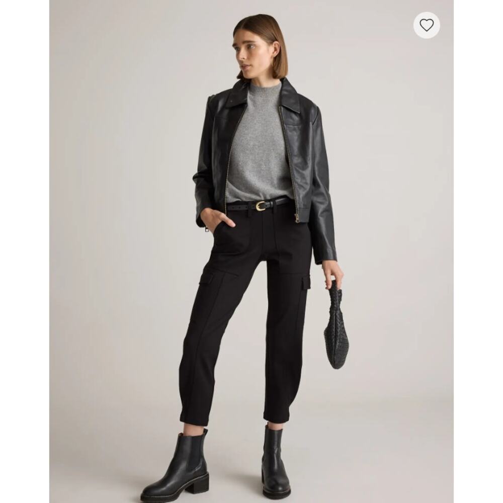 Quince Ultra-Stretch Ponte Tapered Cargo Pants Black Small